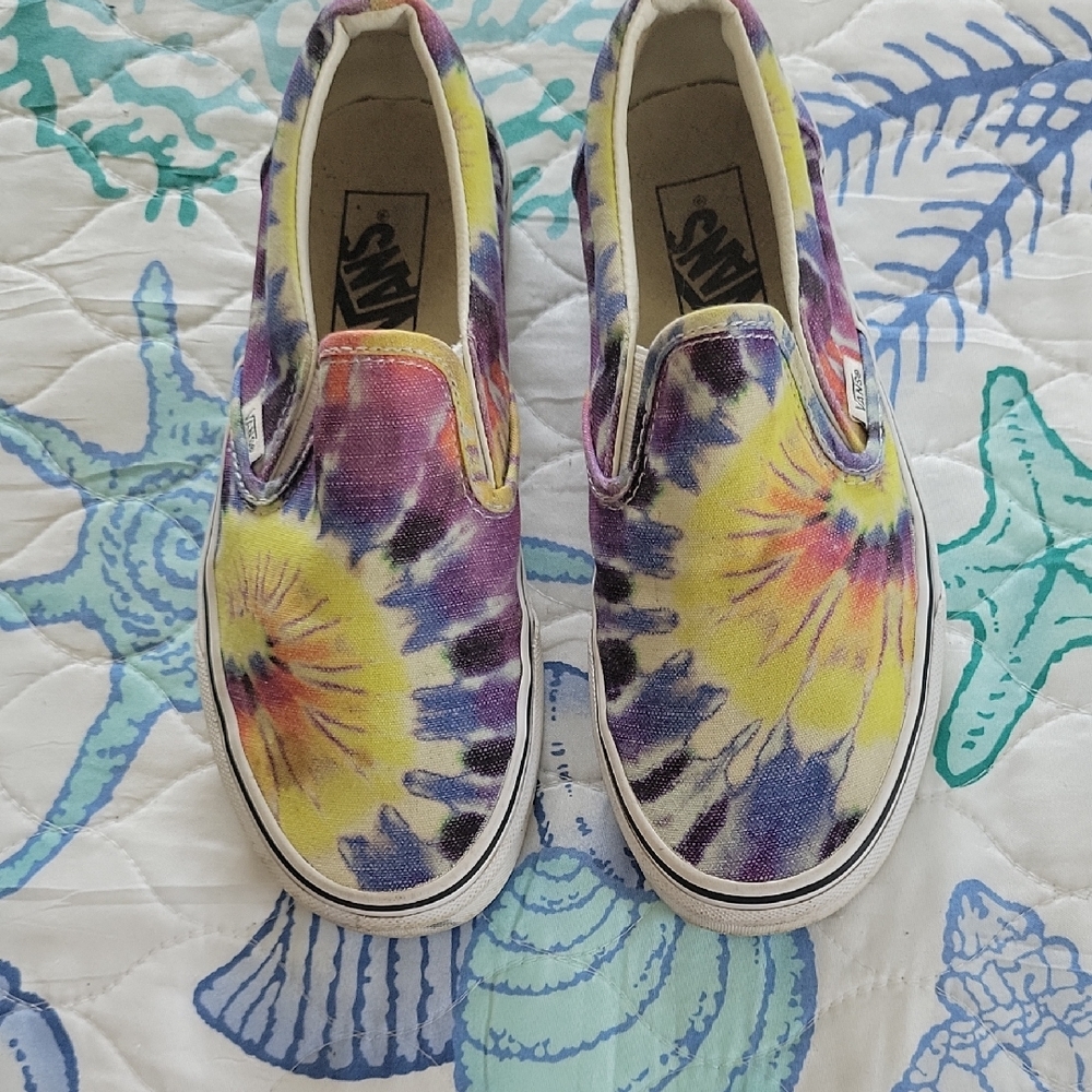 Vans Purple and Yellow Tie-Dye Sneakers